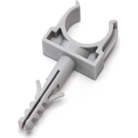 Clips fissatubo a scatto con tassello per Tubo 16mm grigio 10pz Aigostar (1/5)