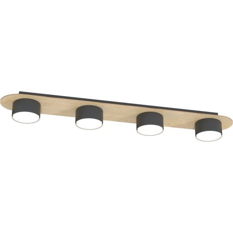 Lampada a sospensione Diaz in acciaio nero opaco e legno (1/3)