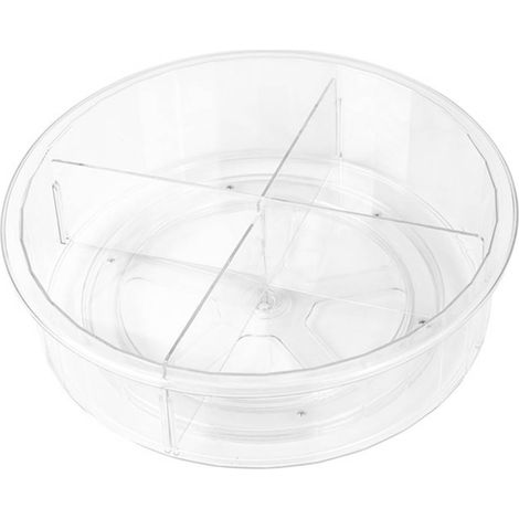 Plateau tournant transparent organisateur rotatif en PET pour rangement alimentaire, armoire, garde-manger, réfrigérateur (1/5)
