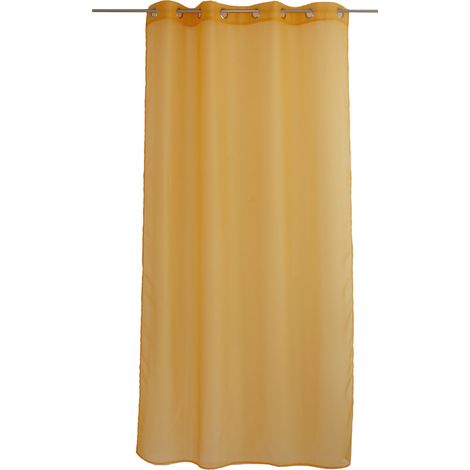 Voilage à œillets uni Jaune moutarde 140x240 cm (1/2)