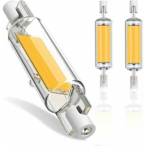 Ampoule R7S LED 78mm Dimmable, 10W R7S Ampoules LED COB, R7S LED 78mm Haute Lumière Blanc Chaud 3000K, R7S LED Lampe 1000LM, éclairage à faisceau 360 °, AC 220-240V, Pack de 2 (1/4)