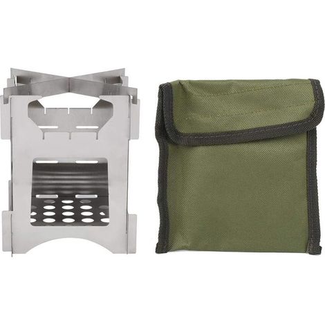 Poêle à bois, cuisinière à bois pliante en acier inoxydable portable Mini cuisinière pour camping en plein air voyage randonnée pique-nique (1/5)