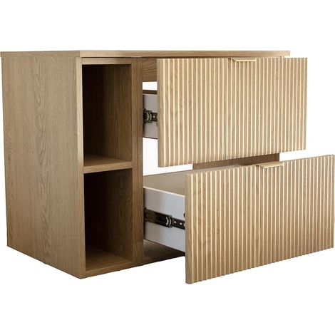 Set di mobili da bagno: con 2 cassetti da 60 cm + ripiano da 20 cm), piano di appoggio da 80 cm, frontale scanalato, rovere cremona, 80 × 47 × 60 cm (1/5)