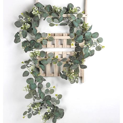 Guirlande En Feuillage Artificiel - Bois De Buis Argenté Avec Boutons Blancs - 2 M - Décoration Intérieure Extérieure Pour Mariage Fêtes Saisonnières - 1 Pièce (1/5)