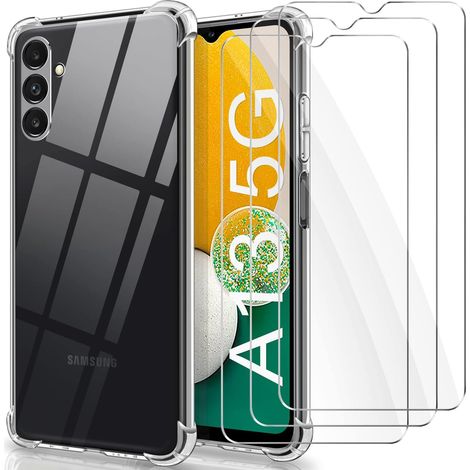 SET CUSTODIA IN SILICONE PER SAMSUNG GALAXY A13 5G TRASPARENTE 3X VETRO TEMPERATO (1/5)