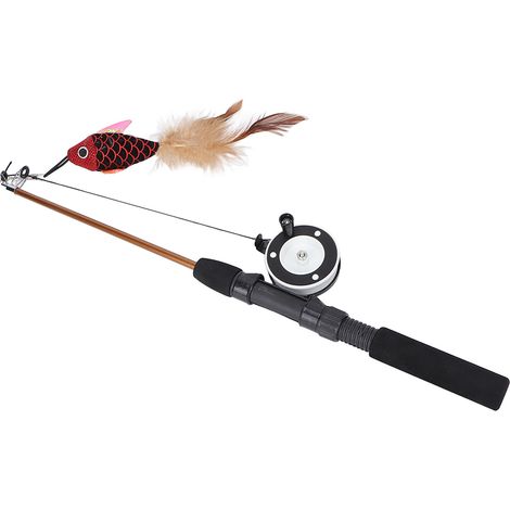 Canne à pêche pour chat, jouet multifonctionnel résistant aux morsures, baguette à plumes pour chat (1/5)