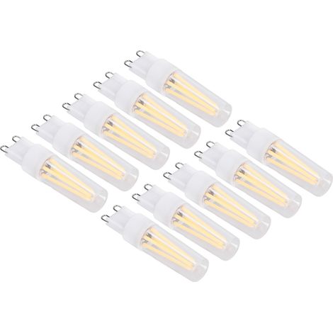 Lot de 10 ampoules LED G9 à filament long, lumière chaude, 500 lm, sans scintillement, culot céramique, pour lustres et plafonniers, 110 V. (1/5)