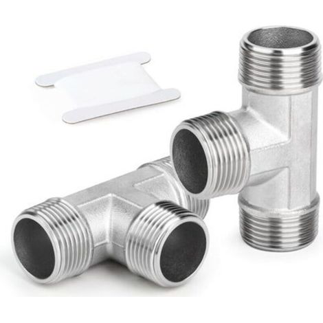 2 Stück 304 Edelstahl 1/4 Zoll BSP Außengewinde 3-Wege T-Form für Wasser/Öl/Gas (1/5)