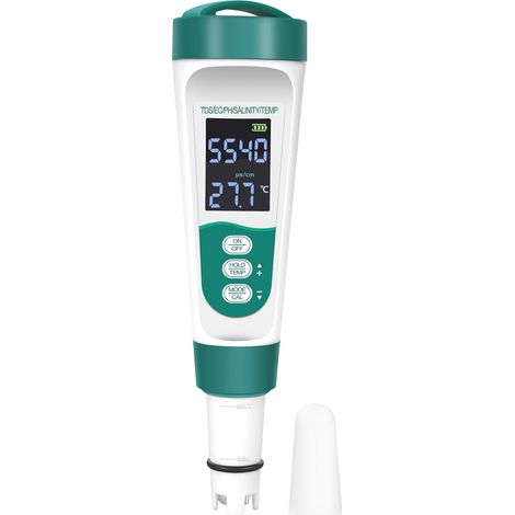 PH Metre 5 en 1 Numérique,Testeur PH,5 en 1 PH Metre Alimentaire(PH/TDS/EC/SALT/TEMP)PH Mètre Numérique avec LCD Rétroéclairé et Étalonnage (1/5)