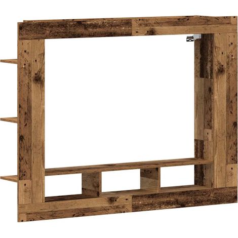 Mobile porta TV a parete moderno e salvaspazio dal design pulito 152 x 22 x 113 cm realizzato in legno di recupero 020051787