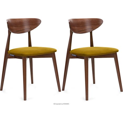 KONSIMO Esszimmerstühle 2 St RABI Gestell aus Massivholz, Gelb, Stoff/Holz, Scandinavian, 47x79x45 cm (1/5)