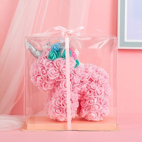 Fleur artificielle en PE rose pour décoration de Noël, cadeau de Saint-Valentin pour petite amie