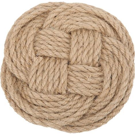 Tapis porte - casserole, tapis isolant tissé en jute antidérapant, isolation thermique épaisse moderne, sous - verres bruns pour assiettes, cuisine de salle à manger (Brun, rond) (1/5)