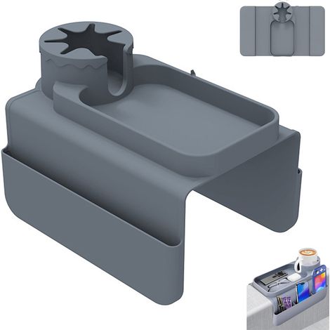 Vassoio per bracciolo Organizer per bracciolo Organizer per divano Porta telefono Organizer per divano Contenitore per divano Vassoio per bracciolo flessibile Organizer antiscivolo flessibile (1/5)
