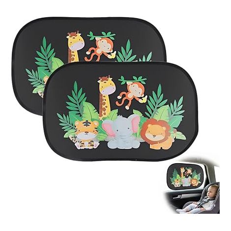 Pare-Soleil Voiture Bébé - Pare-Soleil Voiture Enfant 49x30 cm, Motifs Animaux Mignons, Cache Soleil pour Vitres Latérales avec Ventouses (1/5)