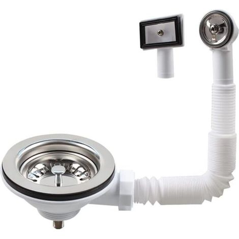 Küchenspüle aus Edelstahl 304, 5,5 cm langes Becken, 114 mm Schraubablauf mit Überlauf und 2 Überlaufarten.
