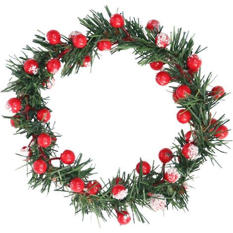 Couronnes de Noël décoratives avec bougies et guirlande de pin, 2 pièces de baies rouges artificielles (1/5)