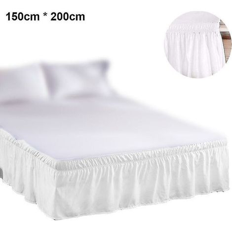 Jupe de lit à volants anti-poussière 150 x 200 cm – Fibre de polyester – Lavable en machine – Résistante aux rides et décoloration