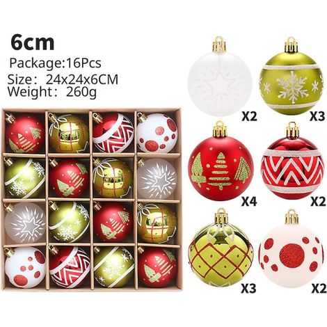 Dekoration Jul 2023 - 16 Pièces Boules de Noël Multicolores 6cm, Ornements Suspendus pour Fête, Guirlande Sapin, Cadeau Nouvel An Marron