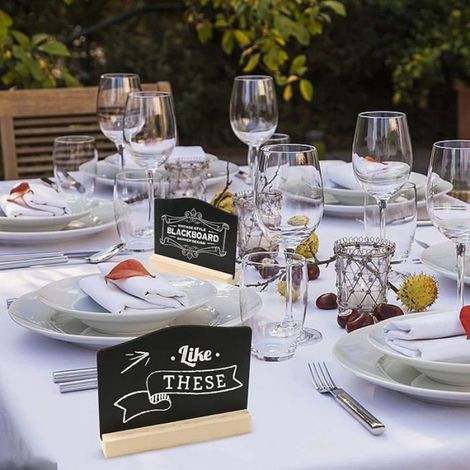 Mini Tableau Noir - 10 x 7,2 cm - En Bois Naturel - Pour Buffet Mariage Étiquettes Alimentaires Chevalet Table - 12 Pièces (1/5)