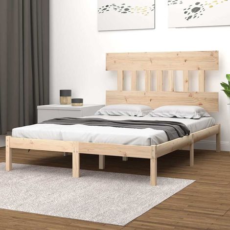 Estructura de cama de madera maciza 140x200 cm (1/5)