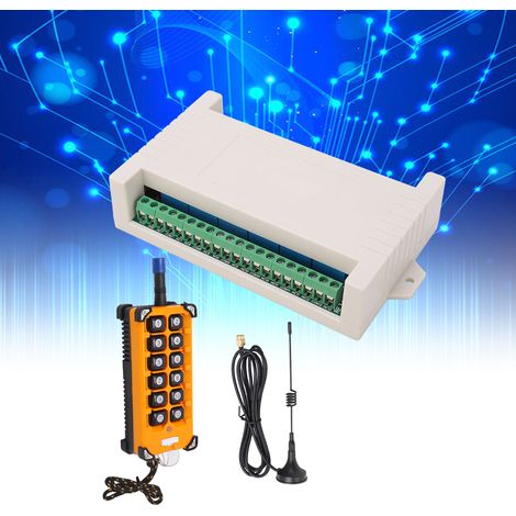 Industrielle Fernbedienung mit 12 Tasten und Rolling Code, 433 MHz, 20 dBm, FSK + RF34C12+RC44B12+TB450DC24V Funksteuerungs-Relais-Kit (1/5)
