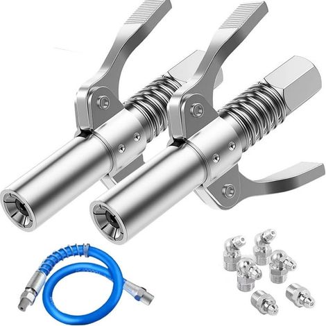 Grease Gun Coupler, Self-Locking High Pressure Grease Fitting Kit Compatible with Grease Guns 1/8" Npt 10000 PSI PSI (1/4)