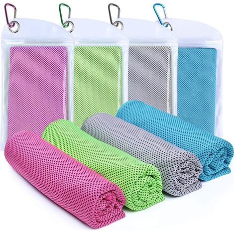 Serviette De Refroidissement - Microfibre Respirante 102x30cm - Pour Sport Fitness Yoga Camping - Lot De 4 (1/2)