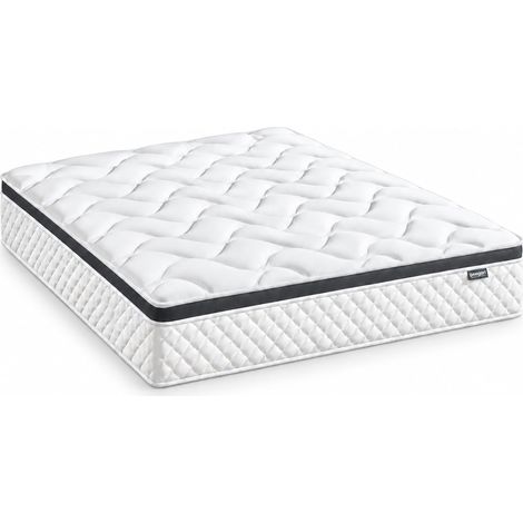 Matelas 180x200 cm Hybride à Ressorts Ensachés, 22 cm Épaisseur, Fermeté Moyenne H3, 7 Zones Ergonomiques, Soutien Optimal (1/5)