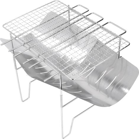 Grille de barbecue pliante de camping, antirouille, légère et portable, en acier inoxydable, idéale pour les sorties en plein air, la randonnée et la cour. (1/5)