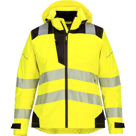 Chaqueta de alta visibilidad PW3 Rain impermeable y transpirable A. V con capucha PW389 S Amarillo / Negro