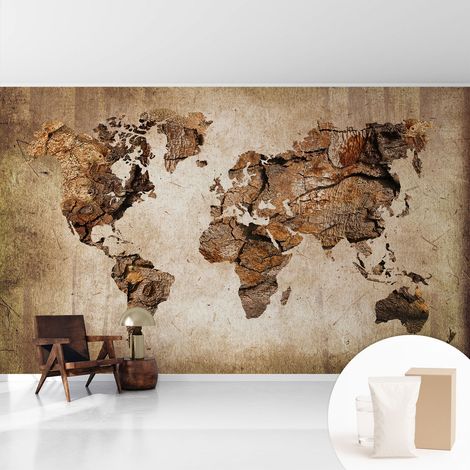 Tapete Vliestapete mit Kleber - abwaschbar - Arbeitszimmer - Esszimmer- Top Qualität Holzkarte 416x254 cm (1/5)