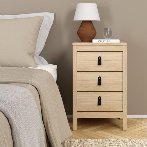 Chevet, Commode Basse, Table de Nuit, Étagère de Chevet, 44x38 h70 cm, Chêne Clair (1/5)