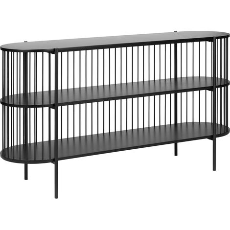 Meuble Étagère Ouvertes à 2 Niveaux Cadre Métallique Plateau MDF Noir Birson (1/5)