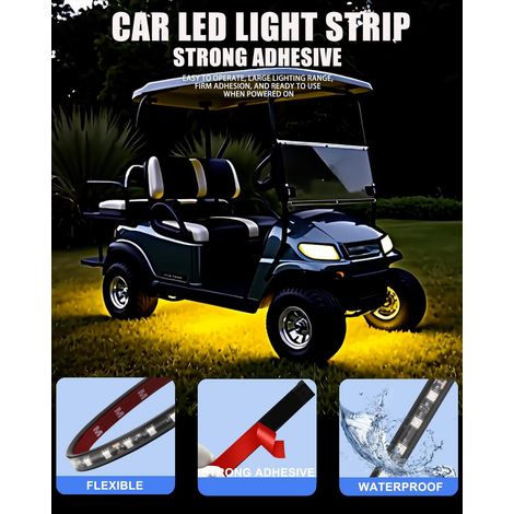 4 strisce LED da 12V, 30 cm, impermeabili, colore ambra, per auto, moto, barche e golf cart. (1/3)