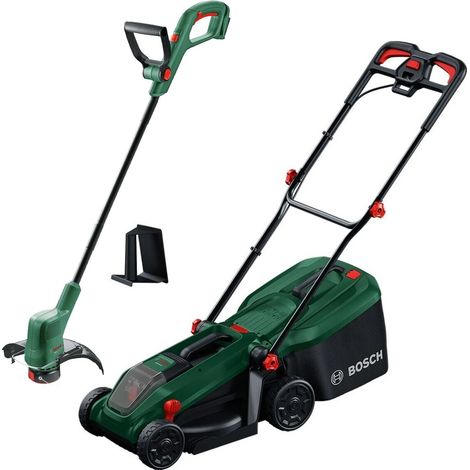 Bosch Rotak 18V-34 Cordless Lawnmower Lawn Mower 34cm & Grass Trimmer Bare Unit