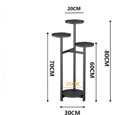 Support pour plantes en métal à plusieurs étages - Étagère à fleurs - Escalier de plantes pour coin de la pièce, salon, balcon, terrasse, cour, blanc - 80 cm (1/3)