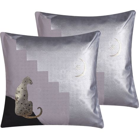 Conjunto de 2 cojines decorativos multicolor motivo de guepardo cuadrado 45 x 45 cm accesorios de decoración moderna Digitalis (1/5)
