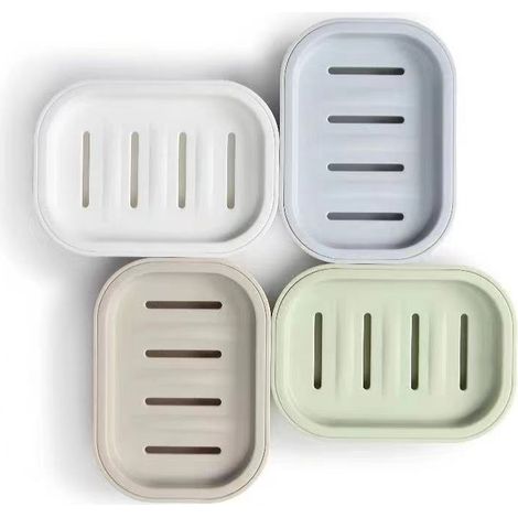 Porte Savon - Plastique Durable - Pour Douche Et Lavabo - Beige Ou Gris - 11x8cm (1/5)