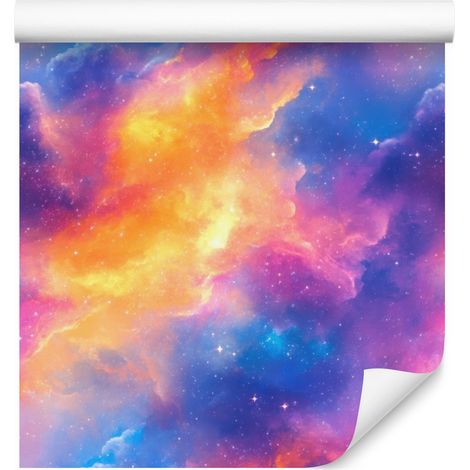 Papier peint aquarelle galaxie, violet, centre pêche, 50 x 1000 cm (1/5)