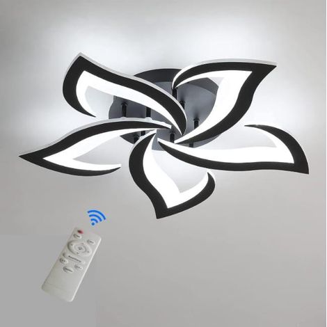 Plafonnier LED Dimmable, 45W 3000K-6500K Lampe de Plafond avec Télécommande, Créatif Pétales Design Luminaire Plafonnier Moderne 60cm (1/5)