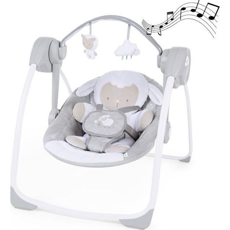 INGENUITY Transat pour bébé Balancelle électrique pliable - Petit Mouton - Arche et jouets amovible, cadeau bébé (1/5)