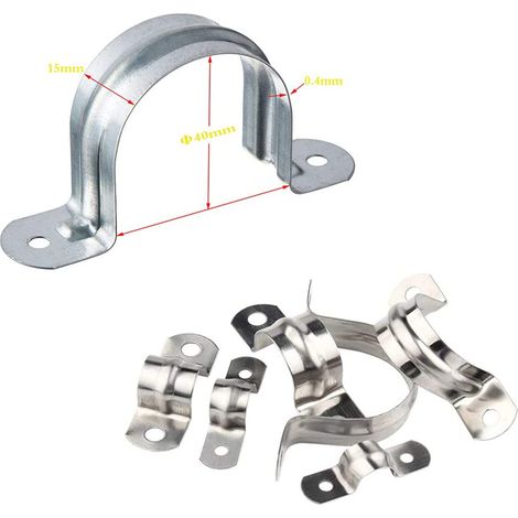 Lot de 20 colliers de serrage pour tuyaux en acier inoxydable 304, colliers en forme de U, colliers de serrage à deux trous, colliers de tension pour tuyaux (1/5)