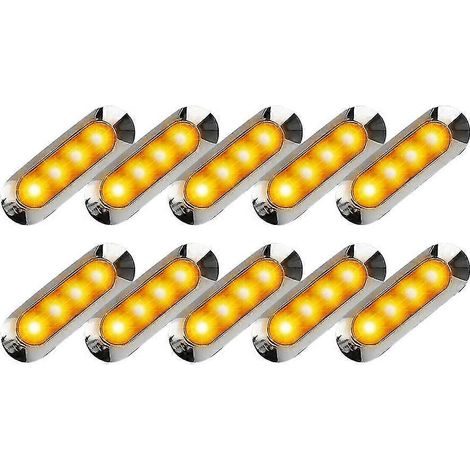 10 feux de gabarit latéraux à LED ambrées pour remorque, camion, camping-car, caravane, 4 LED, 12 V-24 V (1/5)