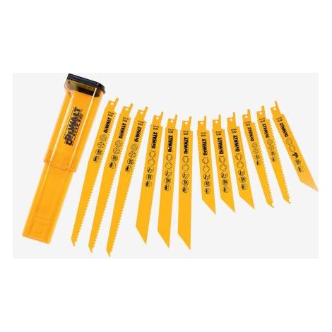 Dewalt – Jeu de lames de scie à chaîne 12 pièces – Acier au carbone – Longueur 152/203/228 mm – Pour bois, métal, plastique – DT2445QZ (1/5)