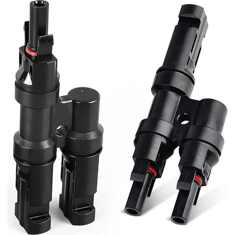 Male/Female Y-connector - Pack of T-type solar connectors - 2-way solar photovoltaic connectors - MFF+FMM Y-splitter for parallel connection between cable connectors (1/5)