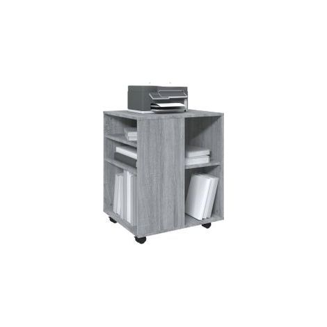 Petit meuble de rangement sur roulettes Burok 60cm – Discret et pratique-Chêne gris (1/5)