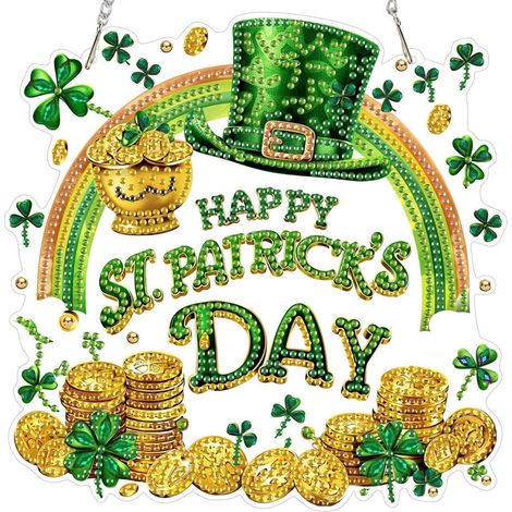 Diamond Painting St. Patrick's Day Anhänger mit Kette, DIY Wanddeko Geschenk (1/4)