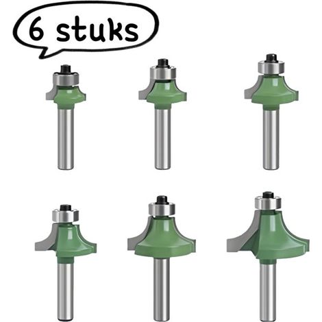 Lot de 6 fraises à bois – Fraises à rainurer, chanfreiner, arrondir et graver – Embouts pour défonceuse et travaux de menuiserie – Argent (1/5)