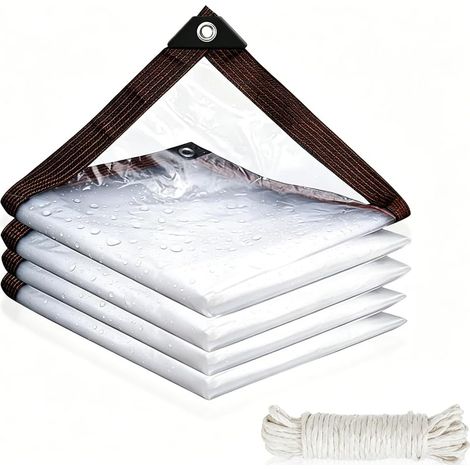 Bache Transparente Exterieur, Bache Transparente avec Oeillets Bâche Imperméable 2x2m Bache de Protection avec Corde Bâche Serre Poulailler Pliable pour Camping Jardin Pergola Piscine (1/5)